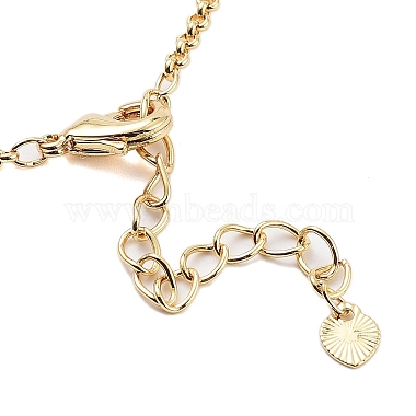 Rack Plating Brass Pave Cubic Zirconia Flat Round & Rectangle Link Necklaces for Women(NJEW-B109-01G)-4