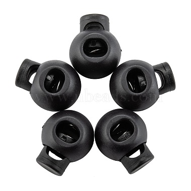 1-Hole Dyed Iron Spring Loaded Eco-Friendly Plastic Round Buckle Cord Toggle Lock Beans Stoppers for Sportwear Luggage Backpack Straps(FIND-E004-60B-18mm)-2