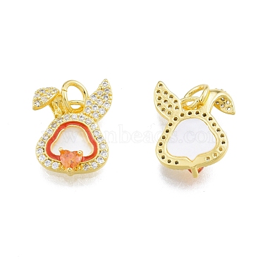 Real 18K Gold Plated Clear Rabbit Brass+Cubic Zirconia+Shell Pendants