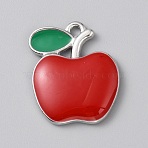 Alloy Enamel Pendants, Apple Charms, FireBrick, 23.5x20x3.5mm, Hole: 2mm(FIND-WH20007-24A-P)