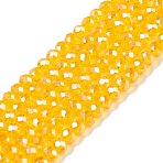 Electroplate Glass Beads Strands, Pearl Luster Plated, Faceted, Rondelle, Orange, 2.9~3.3x2mm, Hole: 0.8mm, about 135~140pcs/strand, 32~34cm(EGLA-A044-T2mm-A05)