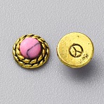 Zinc Alloy Cabochons, with Plastic Beads, Nail Art Decoration Accessories for Women,  Antique Golden, Half Round, 5.5x3mm(MRMJ-WH0320-05B-02)