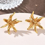 Flower 304 Stainless Steel Stud Earrings for Women, Ion Plating(IP), Golden, 31x26mm(EJEW-K333-08G)