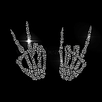 Glass Hotfix Rhinestone, Iron on Appliques, Costume Accessories, for Clothes, Bags, Pants, Skeleton Hand, 297x210mm(DIY-WH0303-179)
