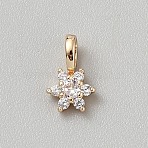 Brass Micro Pave Cubic Zirconia Charms, Flower Charms, Golden, Clear, 10.5x6.5x4.5mm, Hole: 3.5x3mm(ZIRC-TAC0003-15B)