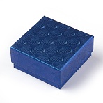 Cardboard Jewelry Set Boxes, Square, Marine Blue, 7.5x7.5x3.5cm(CBOX-G017-02)