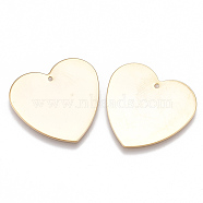 Brass Pendants, Heart, Nickel Free, Real 18K Gold Plated, 28x29x1mm, Hole: 1mm(KK-T038-156G)