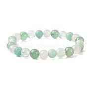 Natural Amazonite & Rose Quartz & Quartz Crystal & Green Aventurine Round Beaded Stretch Bracelets, Virgo, Inner Diameter: 2-1/8 inch(5.5cm)(BJEW-JB10910-10)