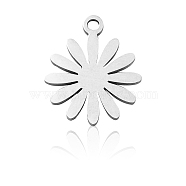 201 Stainless Steel Charms, Manual Polishing, Laser Cut, April Daisy, Stainless Steel Color, 14.5x12x1mm, Hole: 1.4mm(STAS-CJ0002-07)