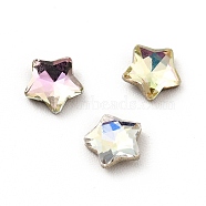 K9 Glass Rhinestone Cabochons, Flat Back & Back Plated, Faceted, Star, Mixed Color, 5x5x2mm(RGLA-F073-A)
