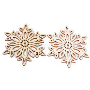 Undyed Natural Wooden Big Pendants, Laser Cut, Snowflake, Antique White, 69x59.5x2.5mm, Hole: 3mm(WOOD-R271-06)