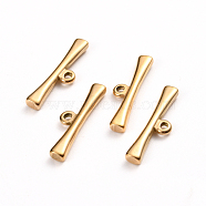 Ion Plating(IP) 304 Stainless Steel Toggle Clasps Parts, Bar, Golden, 21x6x2.5mm, Hole: 1.5mm(STAS-D142-06C-G)