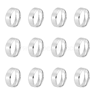 12Pcs 201 Stainless Steel Plain Band Ring for Men Women, Matte Stainless Steel Color, US Size 14(23mm)(RJEW-UN0002-44C)