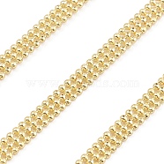 Brass Triple Line Ball Beaded Chains, Unwelded, with Spool, Real 18K Gold Plated, 3.5x1.2mm(CHC-M025-13G)