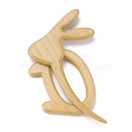 Rabbit Wood Brooches, Sweater Scarf Buckle Pin, Wheat, 44.5x36.5x4.5mm(JEWB-C010-04)