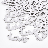 201 Stainless Steel Links connectors, Laser Cut Links, Word Love, Stainless Steel Color, 9.5x25.5x1mm, Hole: 1.8mm(STAS-T044-70P)