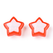 Two Tone Opaque Acrylic Beads, Imitation Jelly, Star, 17x18x10mm, Hole: 3.8mm, about 357pcs/500g(SACR-I005-04A-08)