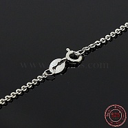 Rhodium Plated 925 Sterling Silver Necklaces, Cable Chains, with Spring Ring Clasps, Platinum, 18 inch, 1.8mm(STER-M034-33B)