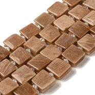 Natural Sunstone Beads Strands, Square, with Seed Beads, 10~10.5x10~10.5x5~5.5mm, Hole: 1.6mm, about 32pcs/strand, 15.16~15.35 inch(38.5~39cm)(G-L596-A09-01)