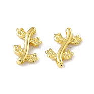 Brass Connector Charms, Cadmium Free & Lead Free, Leaf Links, Real 24K Gold Plated, 10x6x1.5mm, Hole: 1mm(KK-A172-46G)