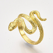 Alloy Cuff Finger Rings, Snake, Golden, Size 8, 18mm(RJEW-S038-192C)