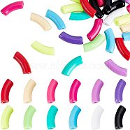 BENECREAT 72Pcs 12 Colors Opaque Acrylic Beads, Curved Tube, Mixed Color, 36x13.5x11.5mm, Hole: 4mm, 6pcs/color(MACR-BC0001-04)