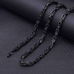 Titanium Steel Byzantine Chain Necklaces for Men, Black, 21.65 inch(55cm)(FS-WG56795-57)