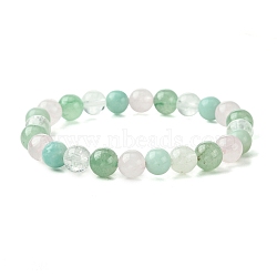 Natural Amazonite & Rose Quartz & Quartz Crystal & Green Aventurine Round Beaded Stretch Bracelets, Virgo, Inner Diameter: 2-1/8 inch(5.5cm)(BJEW-JB10910-10)