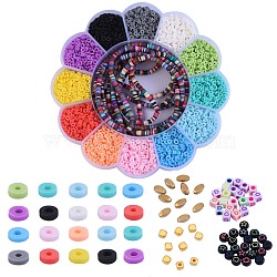 108g 12 Colors Handmade Polymer Clay Beads, Heishi Beads, with 20Pcs 2 Styles CCB Plastic Beads, 40Pcs 2 Styles Acrylic Beads and 2 Strands Polymer Clay Beads, Mixed Color, 4x1mm, Hole: 1mm(CLAY-SZ0001-37)