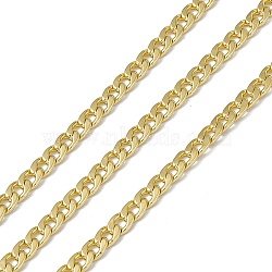 Brass Curb Chains, with Spool, Soldered, Long-Lasting Plated, Cadmium Free & Nickel Free & Lead Free, Real 18K Gold Plated, 7x5x1.3mm(CHC-P010-12G)
