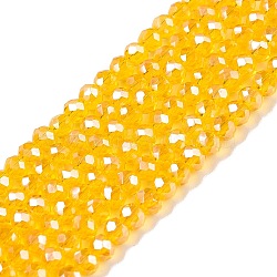 Electroplate Glass Beads Strands, Pearl Luster Plated, Faceted, Rondelle, Orange, 2.9~3.3x2mm, Hole: 0.8mm, about 148~150pcs/strand, 39.5~40cm(EGLA-A044-T2mm-A05)