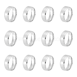 12Pcs 201 Stainless Steel Plain Band Ring for Men Women, Matte Stainless Steel Color, US Size 14(23mm)(RJEW-UN0002-44C)