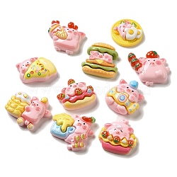Pig Theme Opaque Resin Decoden Cabochons, Imitation Food, Mixed Shapes, Mixed Color, 19~25.5x21.5~28x7~10mm(CRES-R198-02)