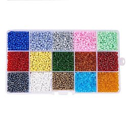 8/0 Round Glass Seed Beads Sets, Mixed Color, 3mm, Hole: 1mm(SEED-PH0007-01)