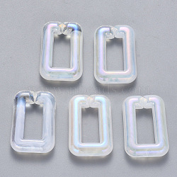Transparent Acrylic Linking Rings, Quick Link Connectors, For Jewelry Chains Making, AB Color Plated, Imitation Gemstone Style, Rectangle, Clear AB, 30x20x6.5mm, Inner Diameter: 18x8mm(X-TACR-T016-01E)