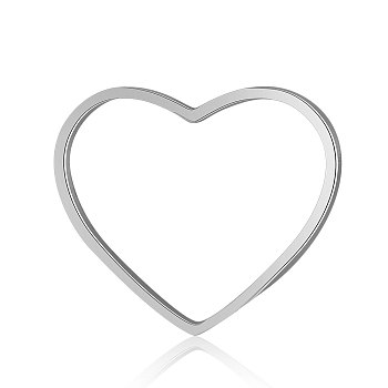 201 Stainless Steel Linking Rings, Heart, Stainless Steel Color, 9x11.5x1mm, Hole: 9x7mm