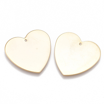 Brass Pendants, Heart, Nickel Free, Real 18K Gold Plated, 28x29x1mm, Hole: 1mm