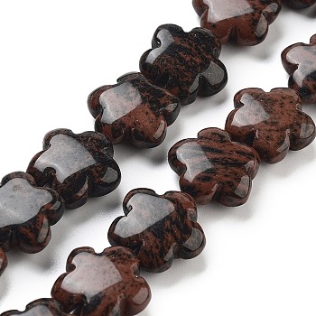 Natural Mahogany Obsidian Beads Strands, Flower, 16x16x6mm, Hole: 1.4mm, about 25pcs/strand, 14.57~14.96 inch(37~38cm)