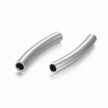 304 Stainless Steel Tube Beads, Curved, Stainless Steel Color, 20x3mm, Hole: 2.5mm