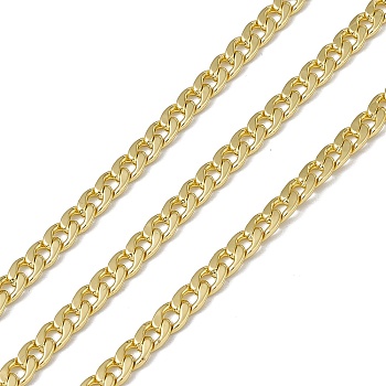 Brass Curb Chains, with Spool, Soldered, Long-Lasting Plated, Cadmium Free & Nickel Free & Lead Free, Real 18K Gold Plated, 7x5x1.3mm