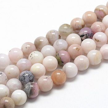 Natural Pink Opal Beads Strands, Grade AB, Round, 6~7mm, Hole: 1mm, about 60~67pcs/strand, 15.7 inch
