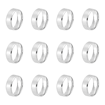 12Pcs 201 Stainless Steel Plain Band Ring for Men Women, Matte Platinum Color, US Size 14(23mm)