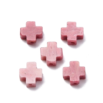 Natural Rhodonite Beads, Cross, 8x8x3mm, Hole: 1.2mm