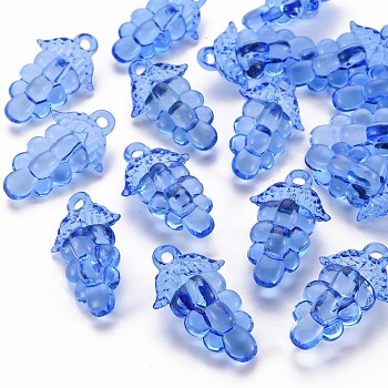 Autumn Theme Transparent Acrylic Beads, Grape, Blue, 46x27x16.5mm, Hole: 3.5mm, about 101pcs/500g