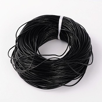 Cowhide Leather Cord, Leather Jewelry Cord, Jewelry DIY Making Material, Round, Dyed, Black, 2mm