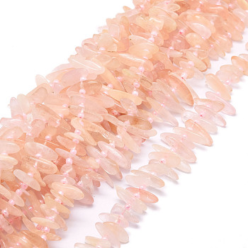 Natural Morganite Beads Strands, Nuggets, 9.5~30x4.5~7.5x1.5~5mm, Hole: 0.8mm, about 80pcs/strand, 15.75 inch(40cm)