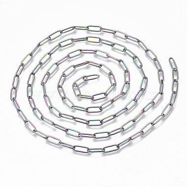 Ion Plating(IP) 304 Stainless Steel Paperclip Chains(CHS-S006-JN957-3)-2