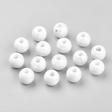 8mm White Round Porcelain Beads