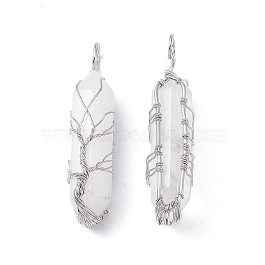 Natural Quartz Crystal Copper Wire Wrapped Pendants(G-F733-05G)-2