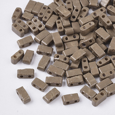 5mm Camel Rectangle Glass Beads